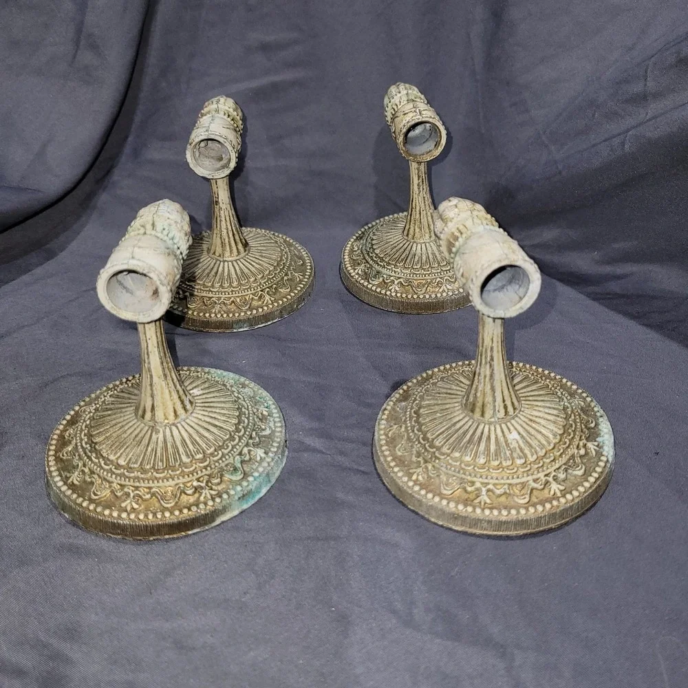 Vintage Melard Renaissance Antique White Metal Towel Holder Brackets USA Made